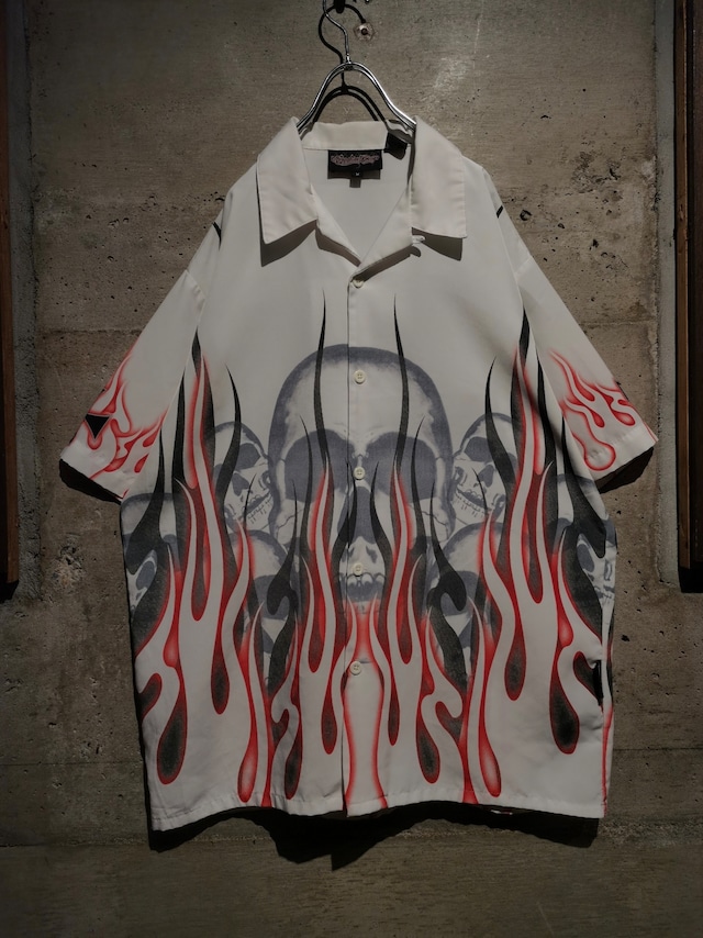 【Caka】Skull x Fire Pattern Over S/S Shirt