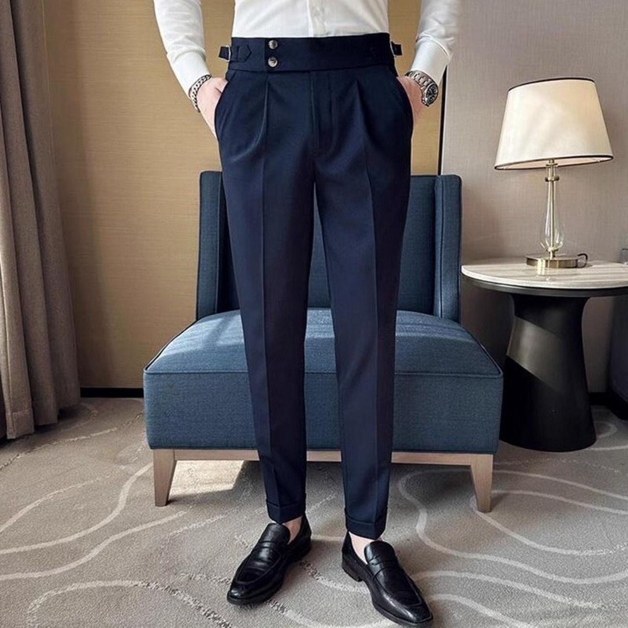 high waist straight pants 00075