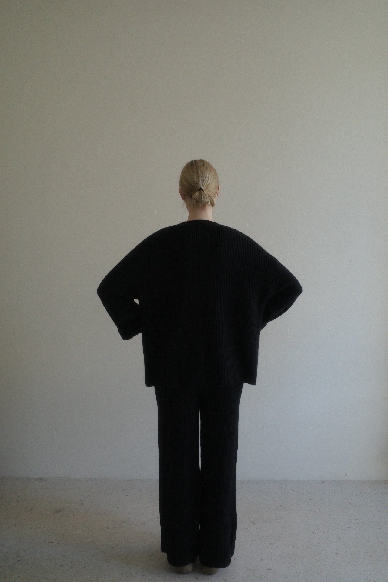 knit set up cardigan (black)