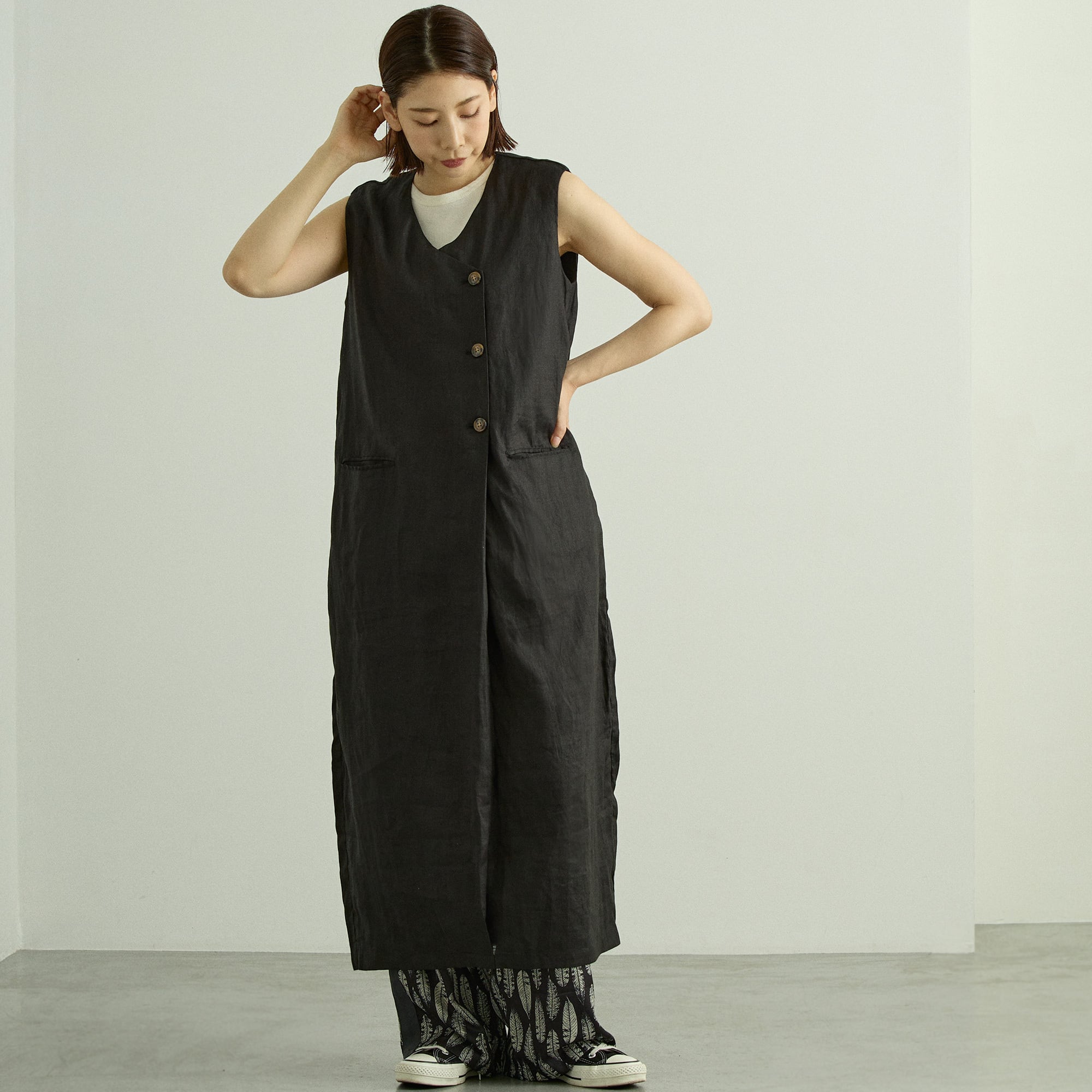 リネン フロントタックワンピース｜2way | AUG ONLINE STORE 大人の
