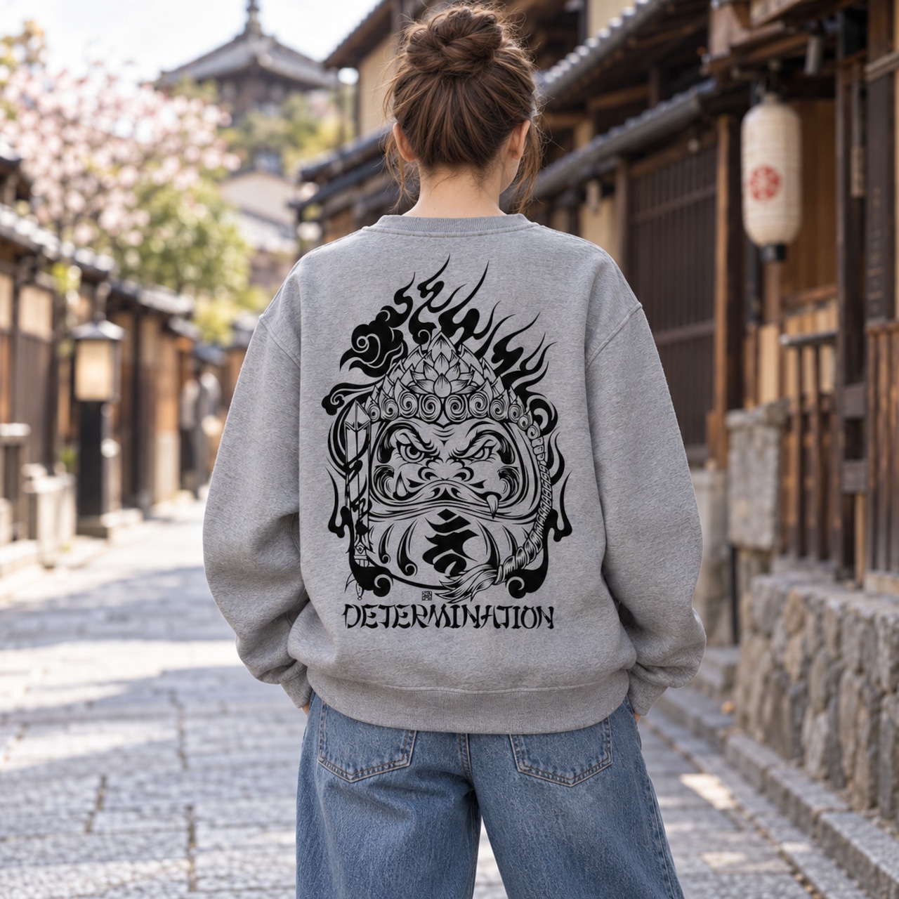 不動明王 gray×black Sweat