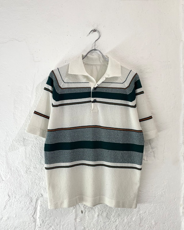 70s Jantzen Poly Knit S/S Polo Shirt USA製