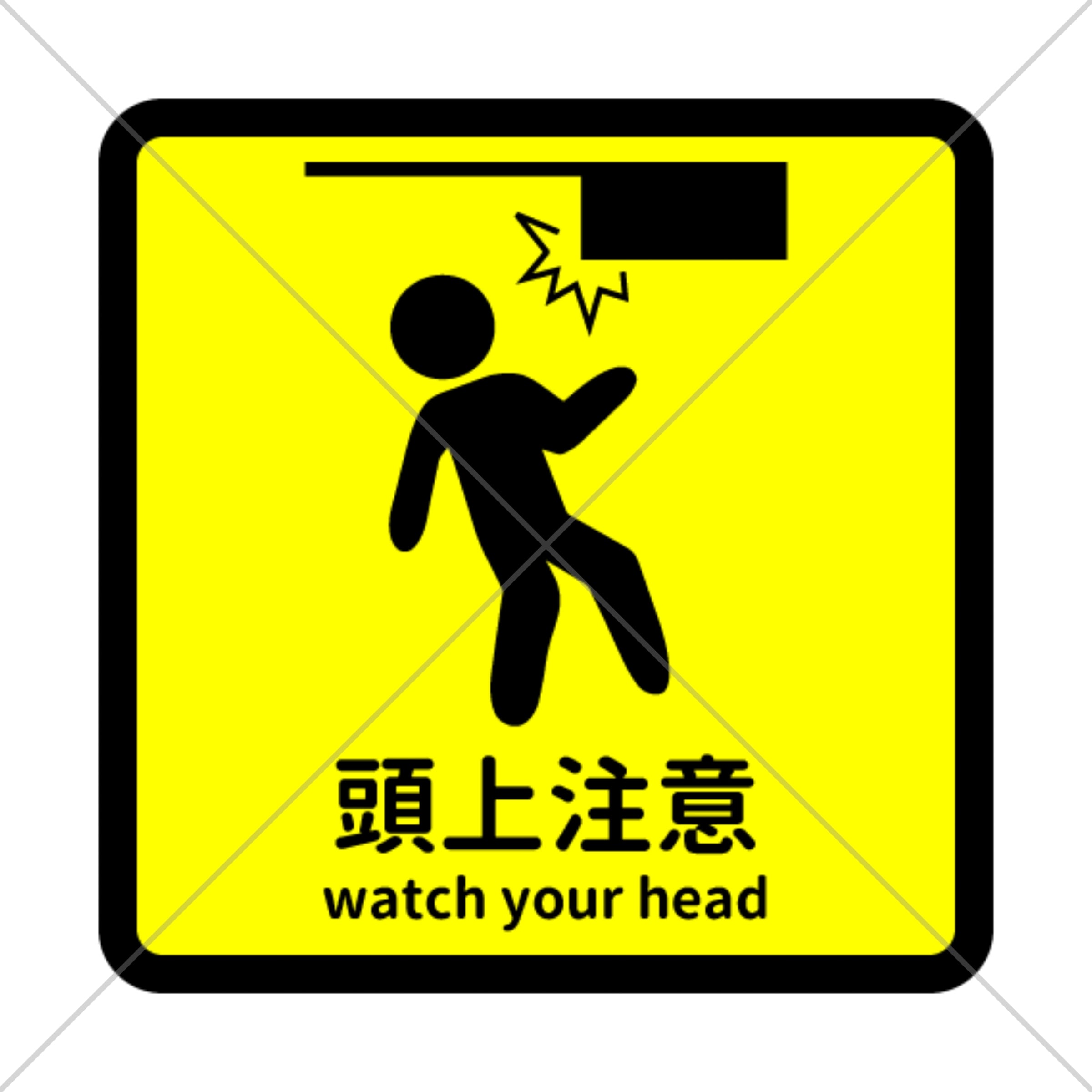 最新人気 サイン標識 英文字入り 頭上注意 WATCH YOUR HEAD 標示プレート 看板 英語