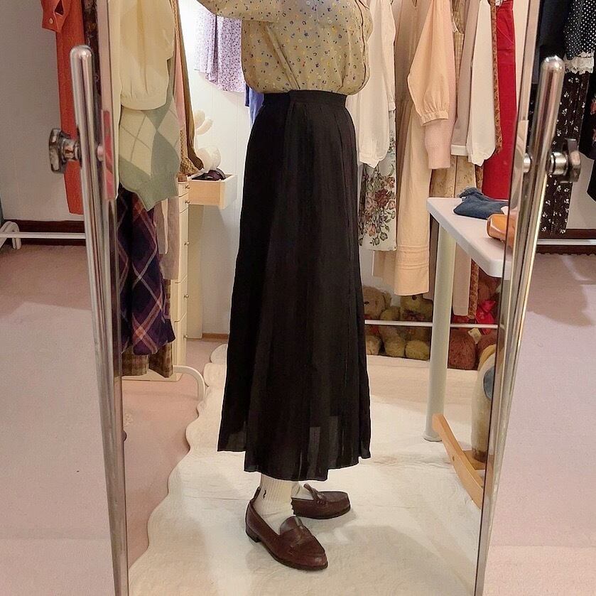 black line sheer long skirt