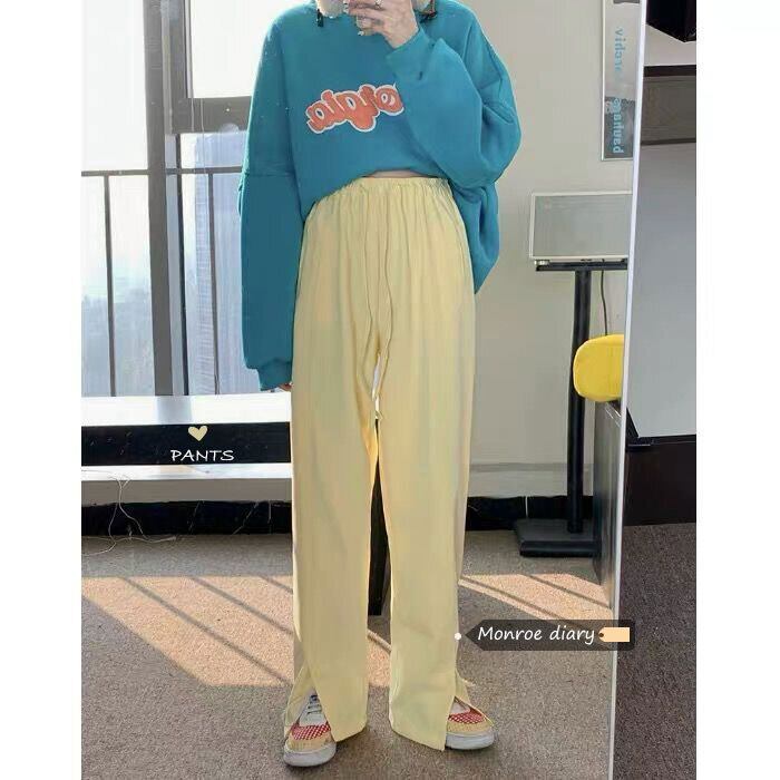 ルーズカジュアルパンツ レディースハイウェスト薄手 モンロー62571021936