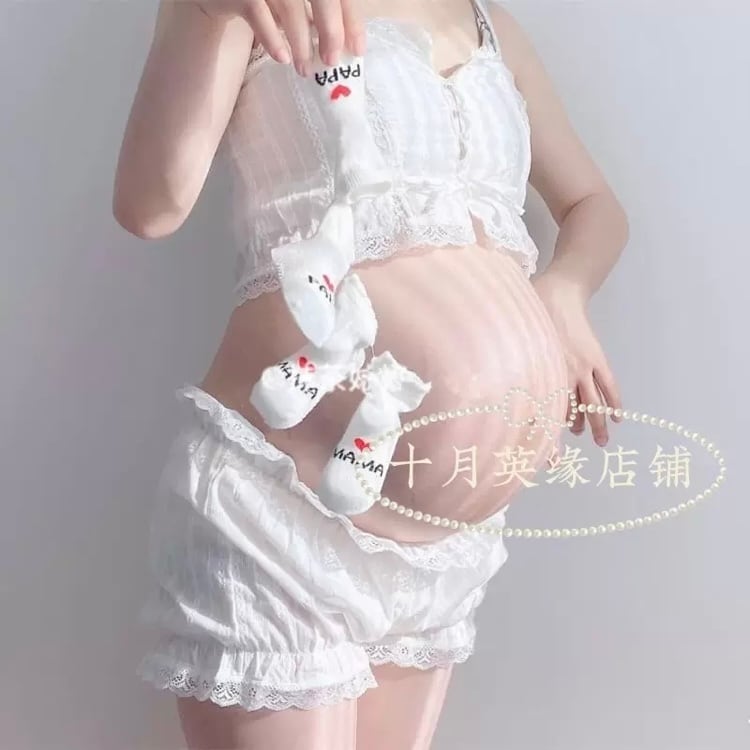 【再再入荷】マタニティ / マタニティフォト撮影に♡純白レースセットアップ ⭐︎+°038