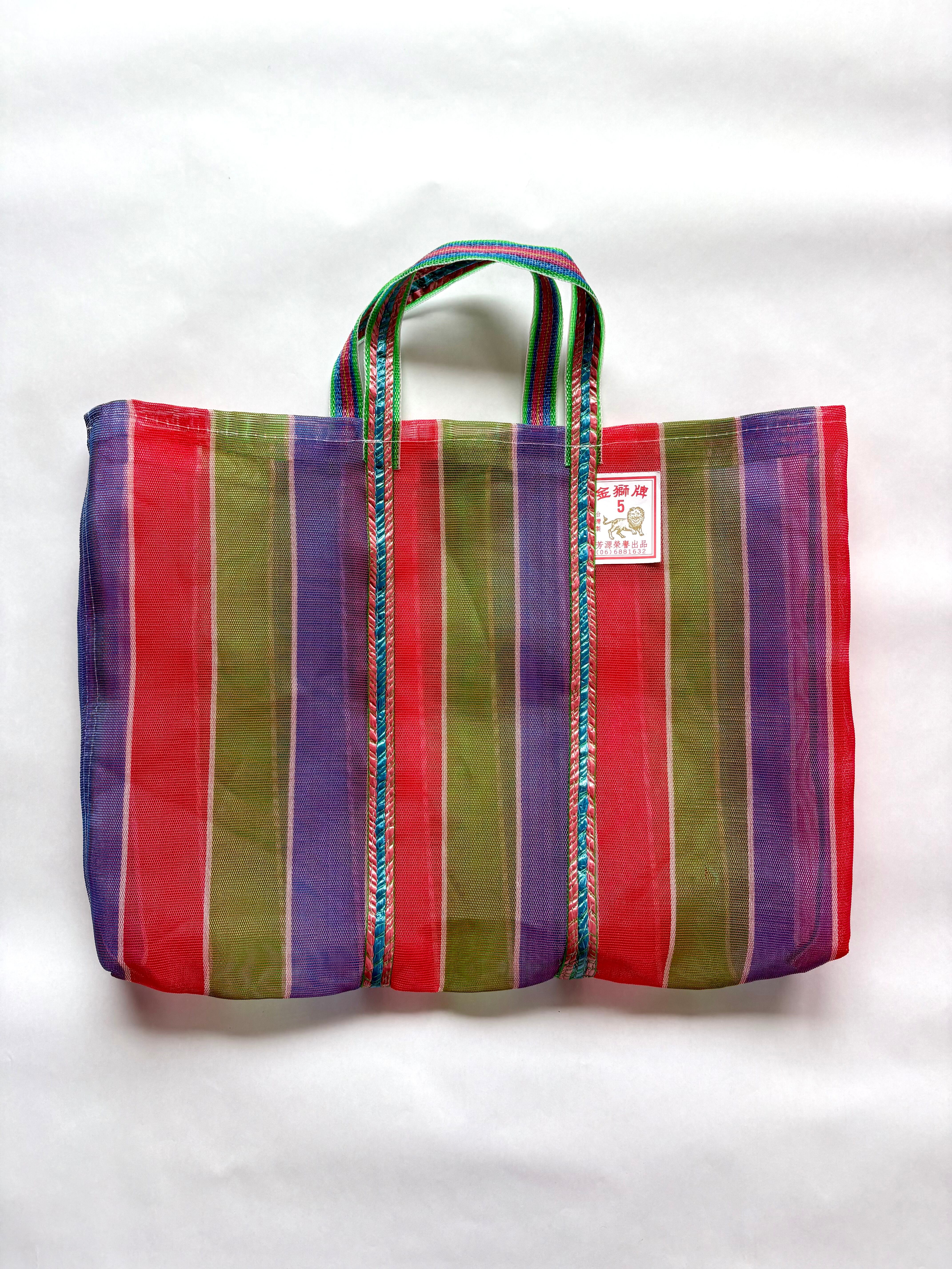 台湾】漁師網バッグ5号（赤青緑）縦ストライプ【SALE】 | 旅雑貨 tabizakka