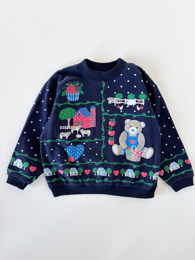 【4T相当・vintage】USA製　Dog&Floral スウェット