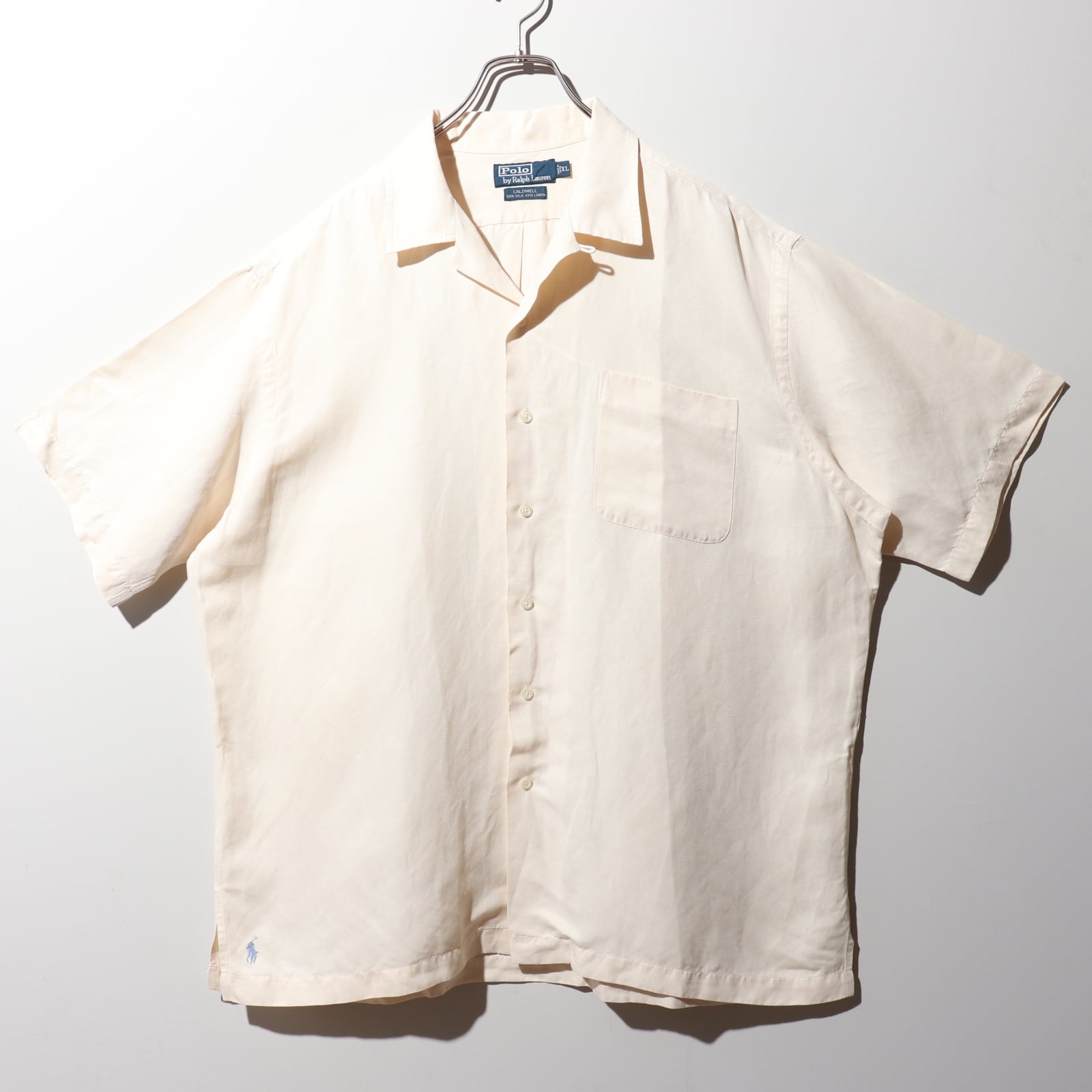 極美品 XL オフホワイト Caldwell シルクリネン ポロラルフローレン