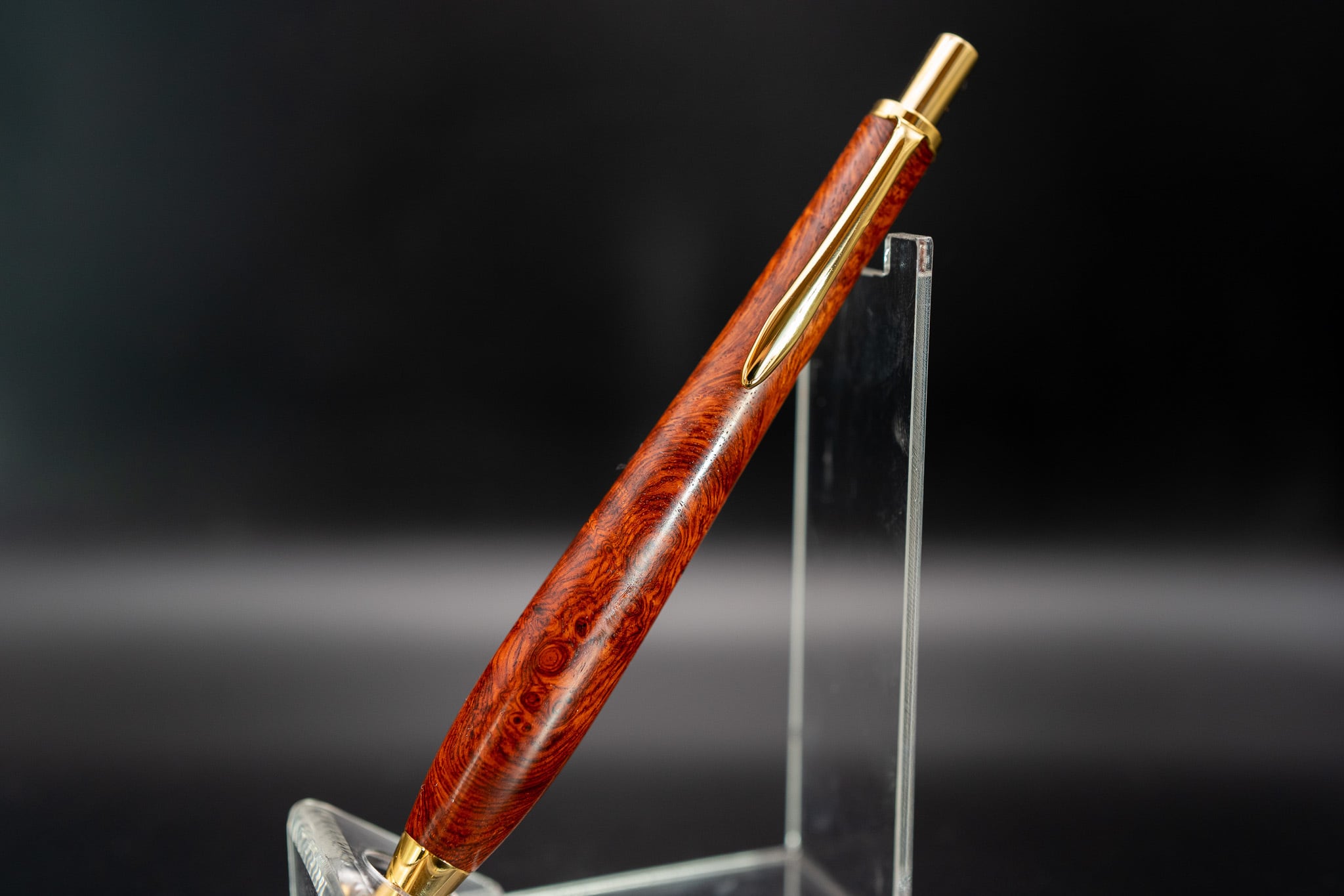 金杢犀 特上本花梨瘤杢 万年筆 朱色の銘木】 本花梨瘤