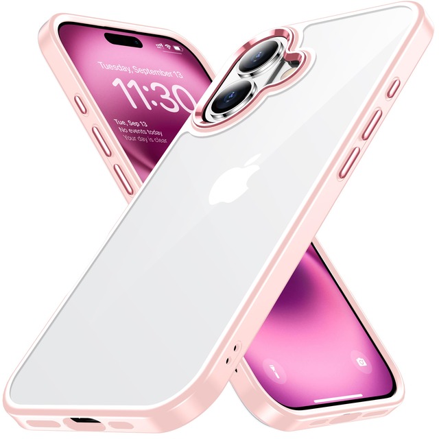 iPhone 16 用 ケース ピンク 耐衝撃 黄ばみ防止 アイフォン16ケース 米軍MIL規格 ワイヤレス充電対応 SGS認証 指紋防止 滑り止め