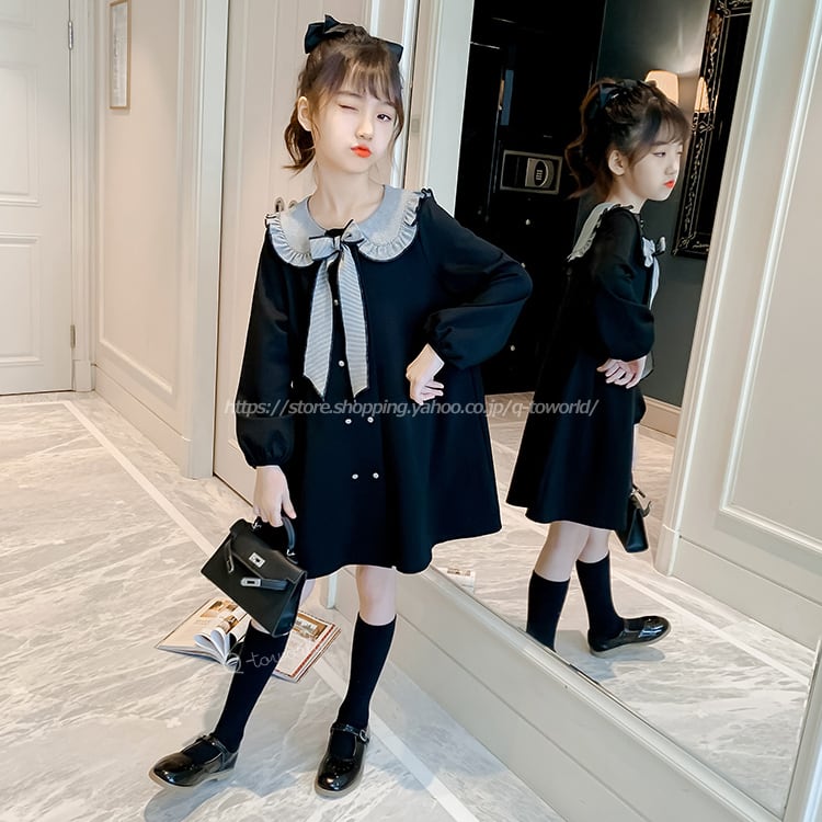 110㎝-170㎝】女の子 ワンピース フォーマル 長袖 韓国版 子供服
