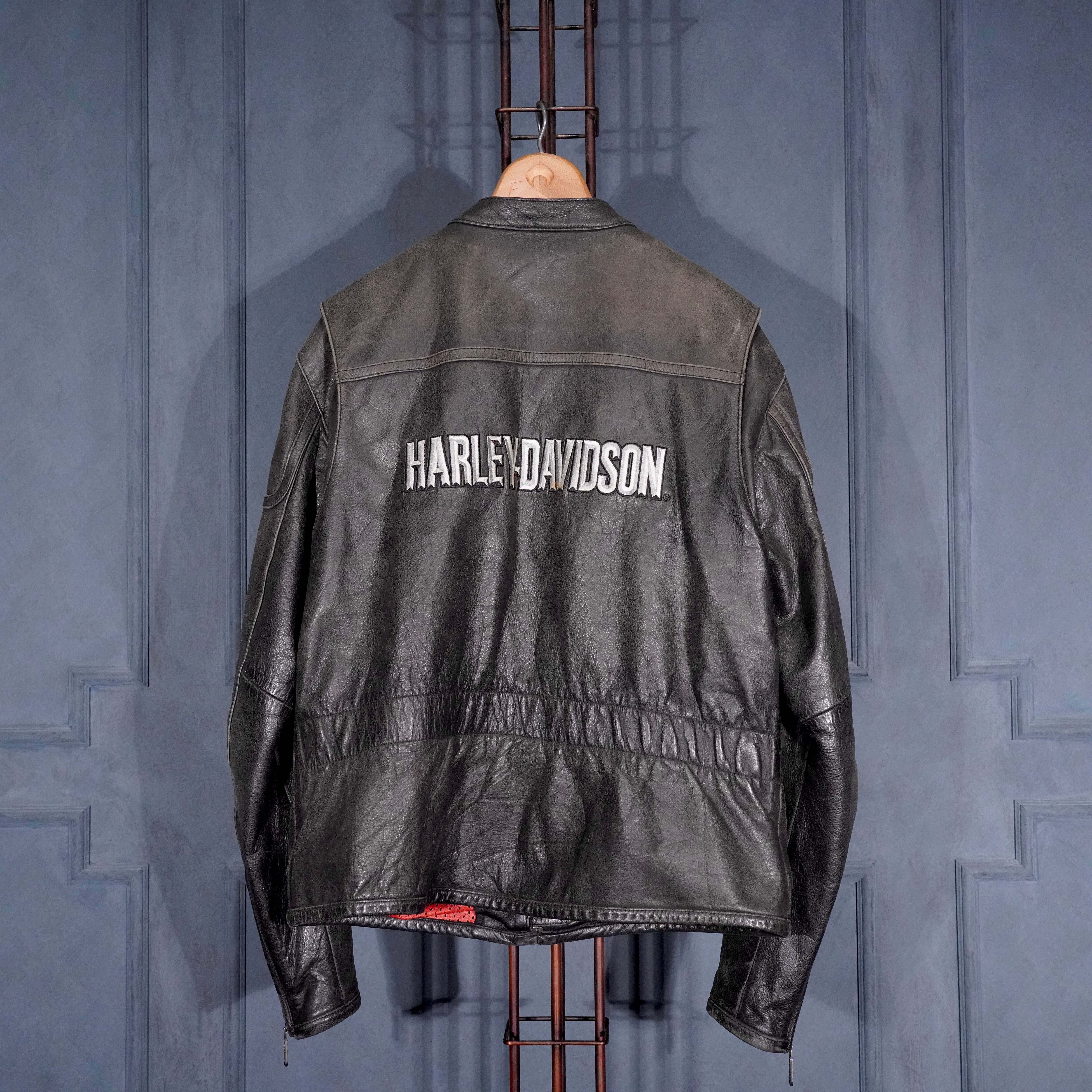 USA VINTAGE LOGO EMBROIDERY DESIGN ZIP UP LEATHER BLOUSON/アメリカ