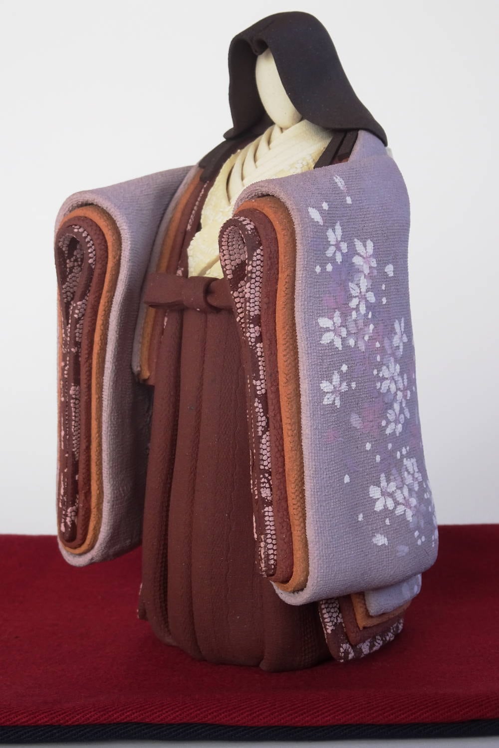 ひな人形(大) 立雛 陶雛 澤りか作 (女雛 藤/男雛 黒)お雛様 水洗い可