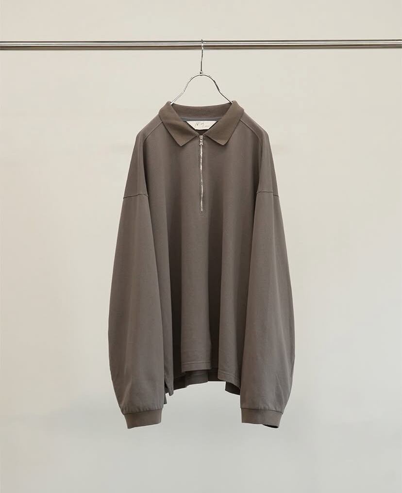 25SS】 ANCELLM HALF ZIP POLO LS SHIRT (GRAY) ANC-CT97 25SS】 ANCELLM HALF ZIP POLO LS SHIRT (GRAY) ANC-CT97