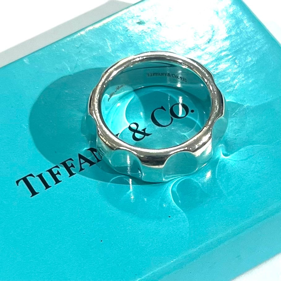 希少【TIFFANY&CO.】【20号】2925 光を放つグルーヴ ワイドリング