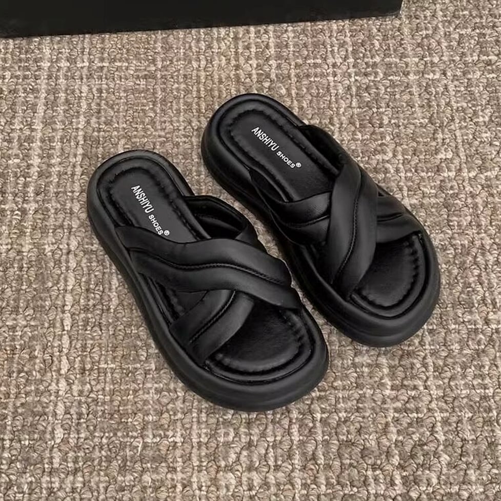 cross wide strap sandals / l0569