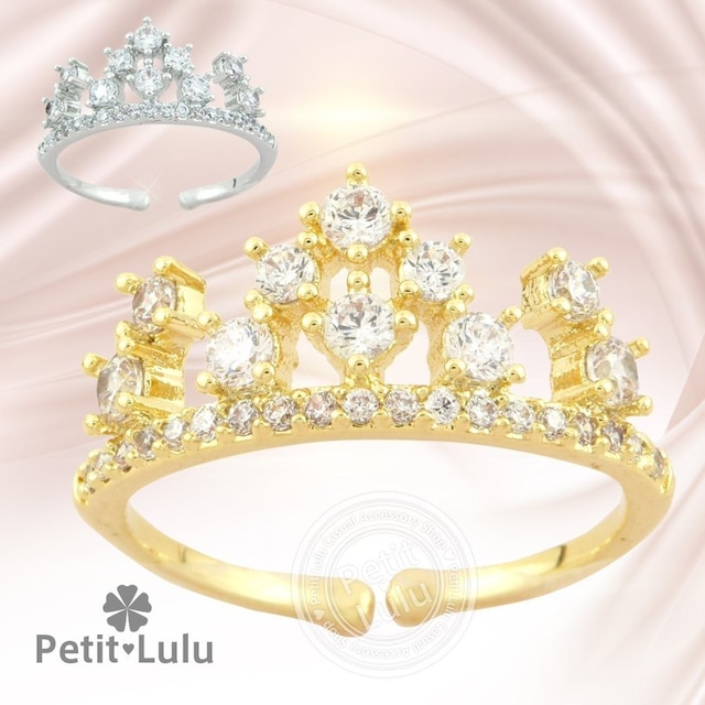指輪 リング レディース ダイヤモンドCZ 王冠 クラウン プリンセス ティアラ ハーフエタニティ 18K RGP 誕生日 プレゼント ギフト 記念日
