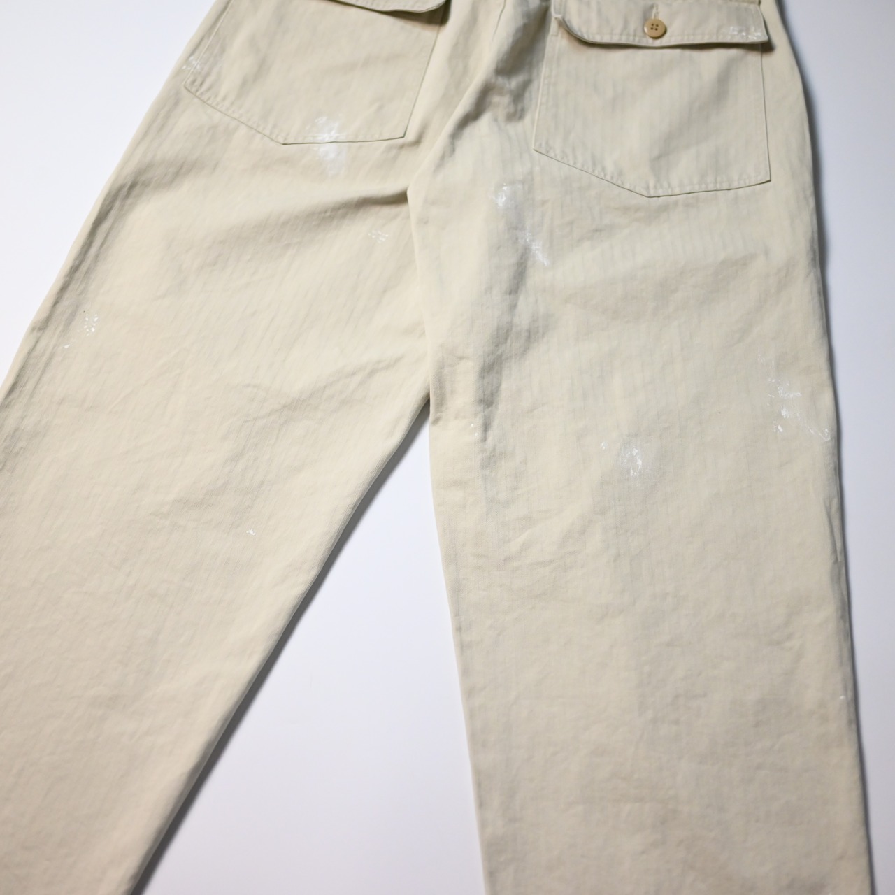 INTERIM / MILK PAINT VINTAGE WASH ORGANIC COTTON US ARMY M-47 HBT BAKER PANTS
