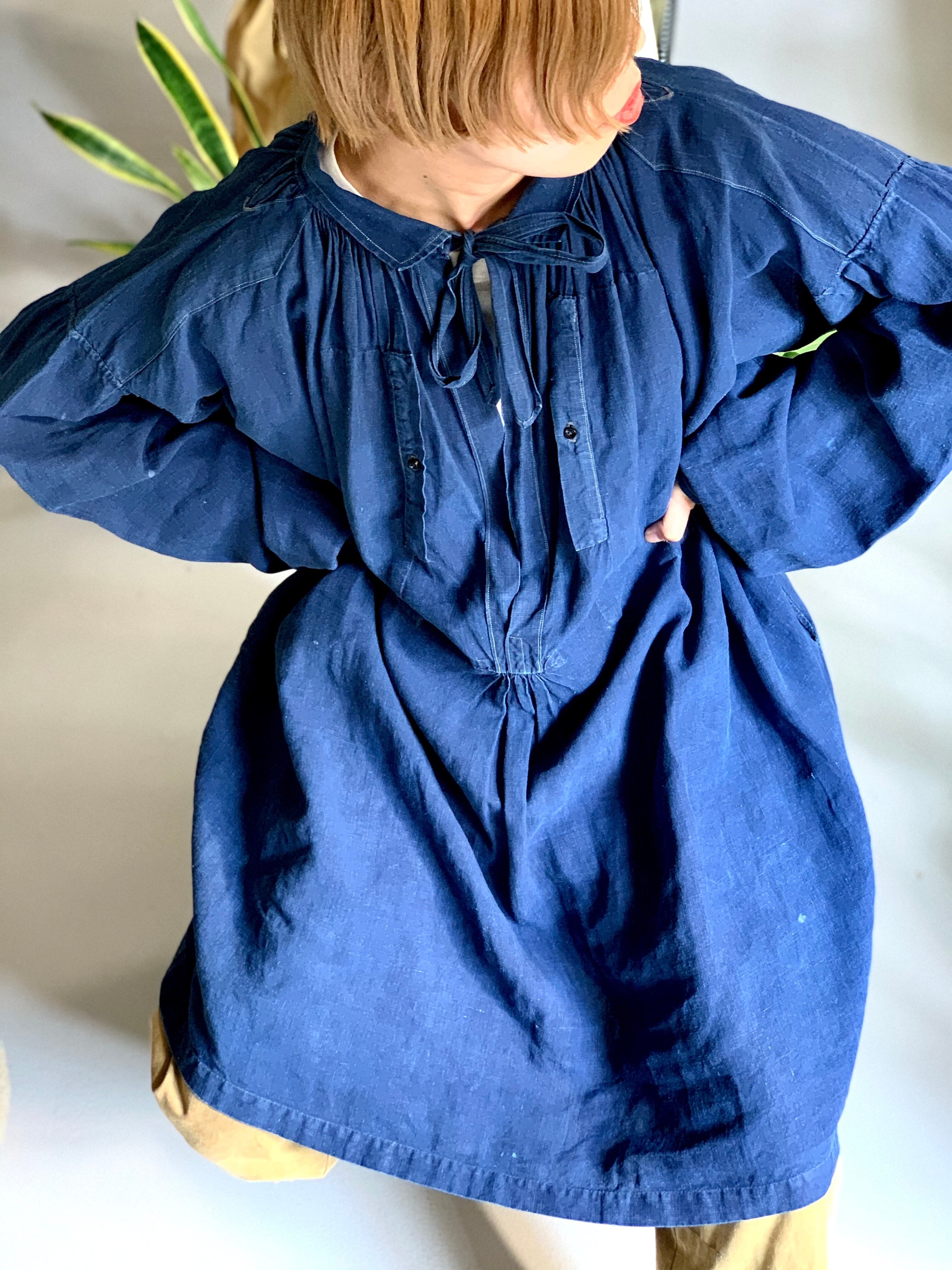 1920's− vintage “French indigo linen smock” | KEY WEB STORE 1920's− vintage “French indigo linen smock” | KEY WEB STORE
