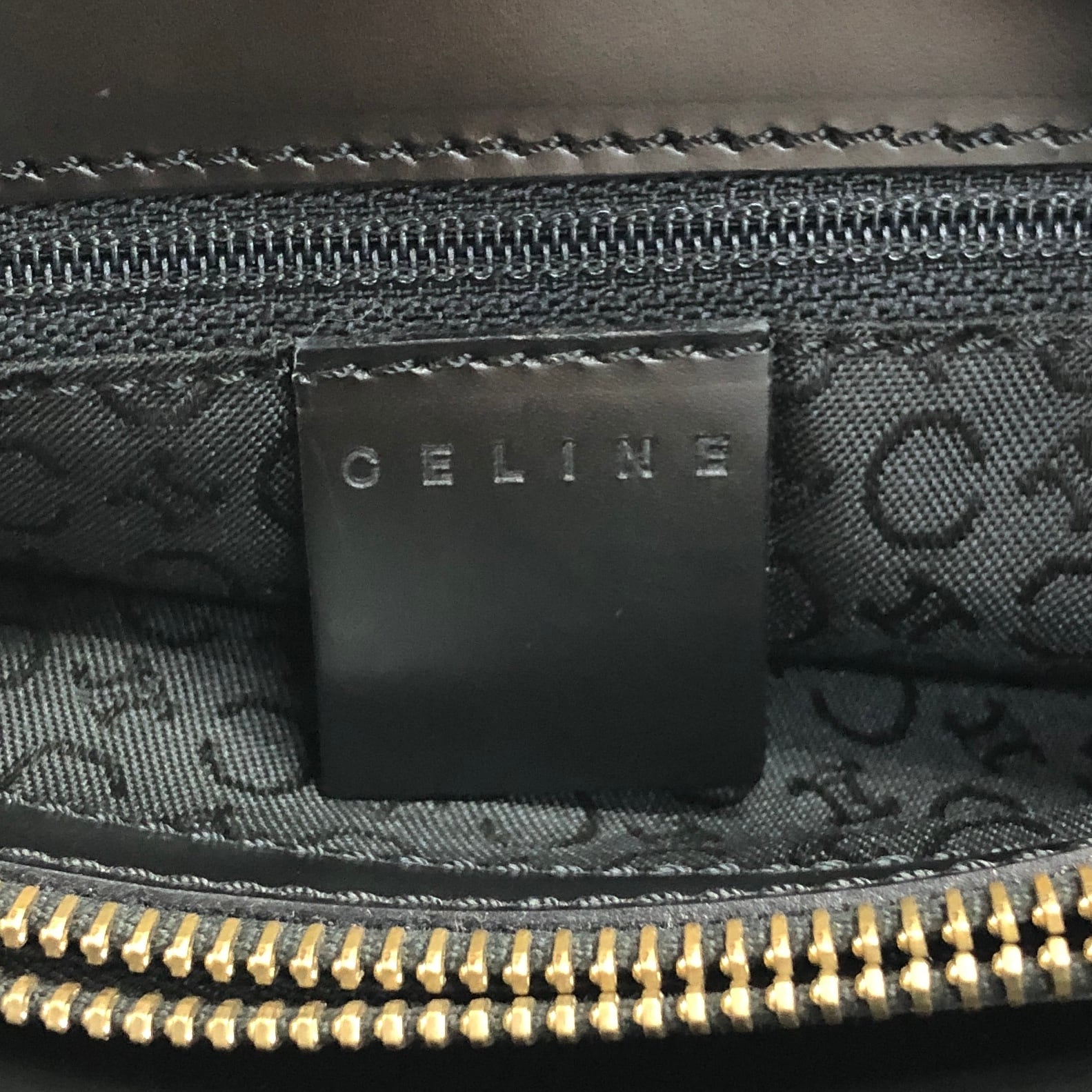 CELINE セリーヌ マカダム ハンドバッグ ブラック ロゴ型押し PVC