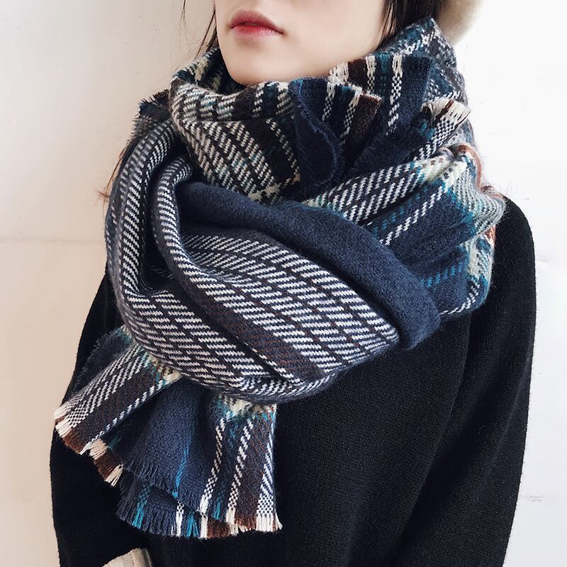 オータムウィンタースカーフ 格子柄ロング 秋物 冬物 ブラック・アイド・ピーズ58210573537