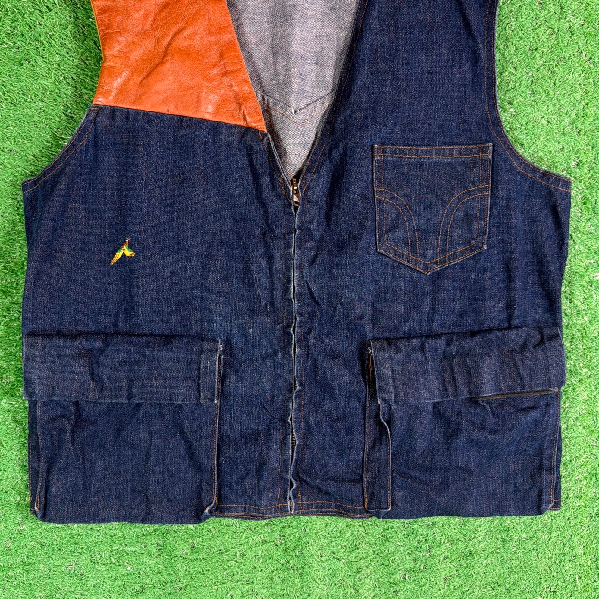 Men's】 70s - 80s 刺繍入り デニム ハンティング ベスト / アメリカ製