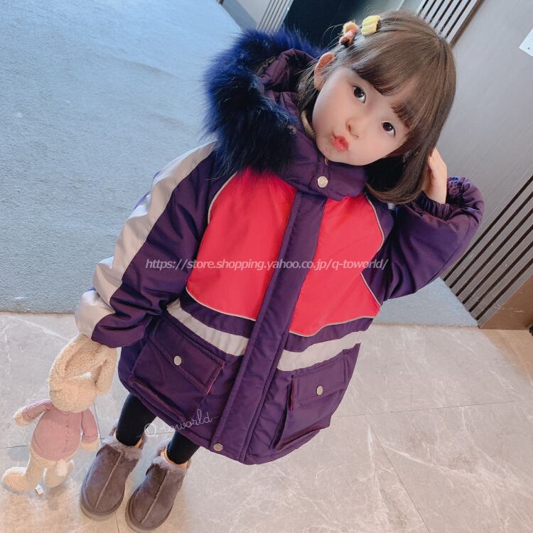 80 130 コート あったか アウター パープル 韓国版 フード付き ジャケット 男の子 韓国子供服 子供服 女の子 Q Toworld キュートワールド 子供服 メール便は何点でも送料の合計は280円