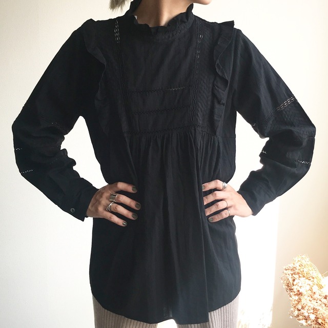 [ U PHORICA ] Vintage like lace blouse / BLACK