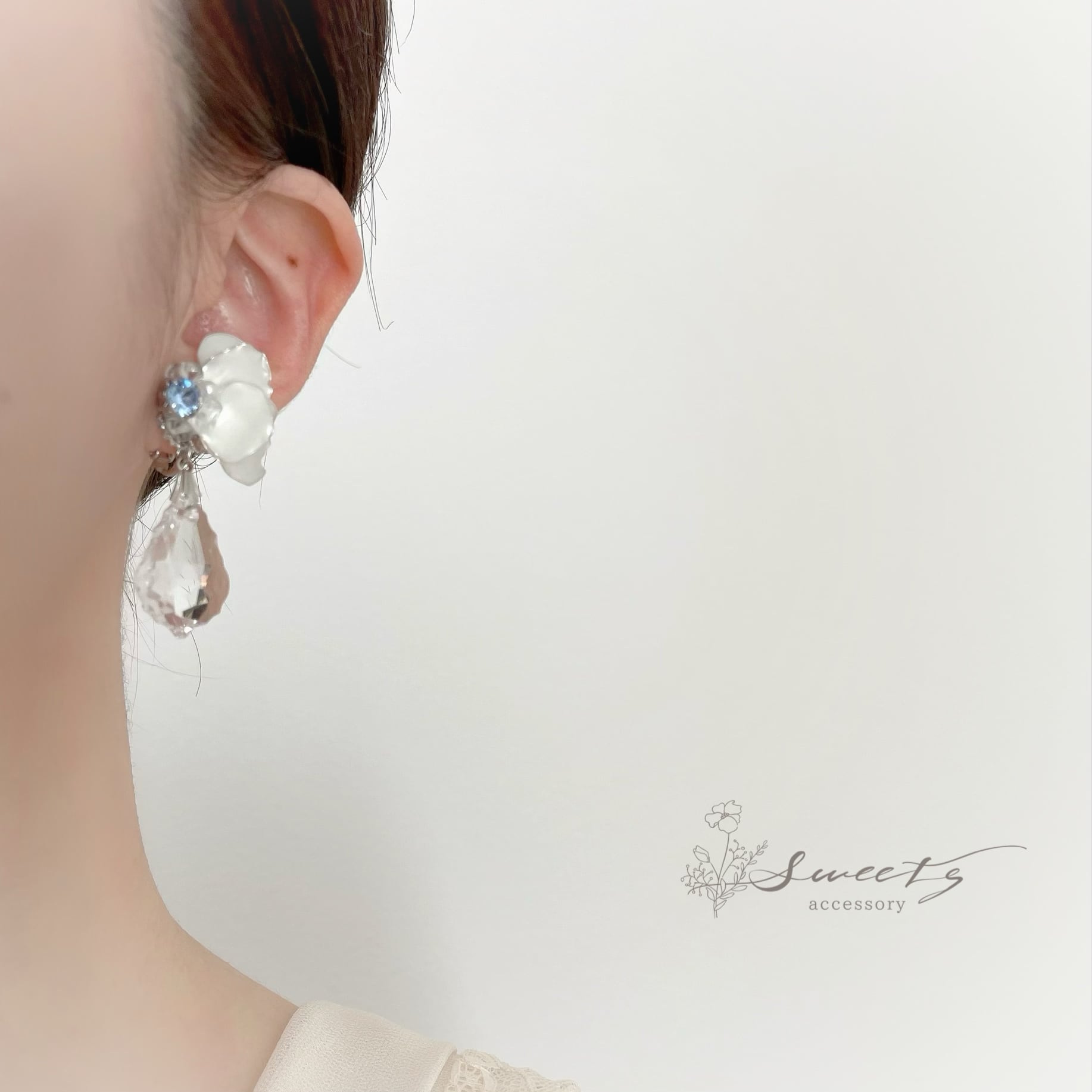 シルバーストロベリースイートピアス+イヤリング+リング