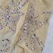 ダンス 衣装 トップス レオタード ベージュ系 新体操 社交ダンス フィギュアスケート ボディスーツ ラインストーン 競技 競技用 ダンス衣装 イベント ステージ 伸縮 ストレッチ 花 上品 華やか シルバー系