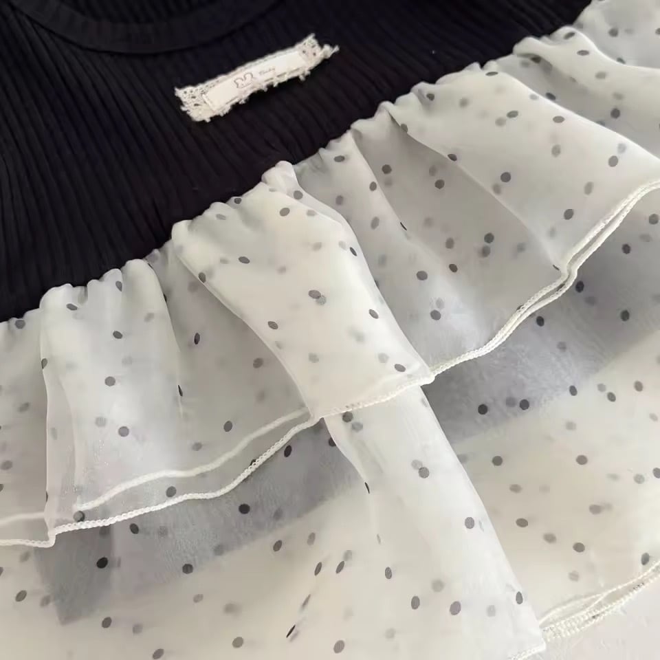 ドットチュール切り替えしタンクトップ