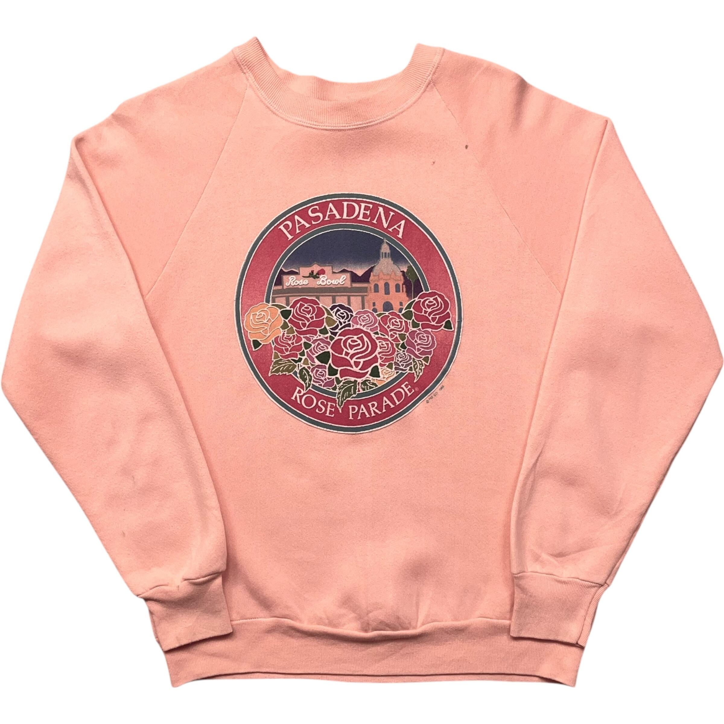 《M》 FRUIT OF THE ROOM フルーツオブザルーツ ラグラン スウェット プリント 薄ピンク USA製 80年代 vintage no.5648