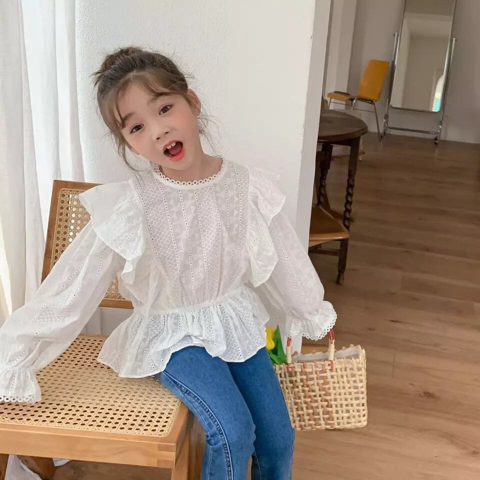 フリル付き レース ブラウス 女の子 1色 サイズ 2 7歳 海外直輸入インポート子供服通販 Guruguru グルグル