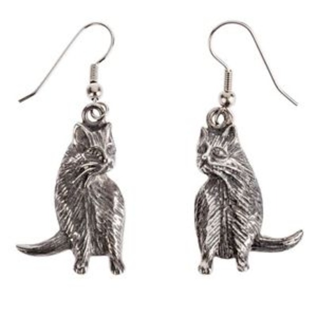 【送料無料】ピューターイヤリング？pewter cat earrings 92 tin; an ideal 10th wedding anniversary tin gift