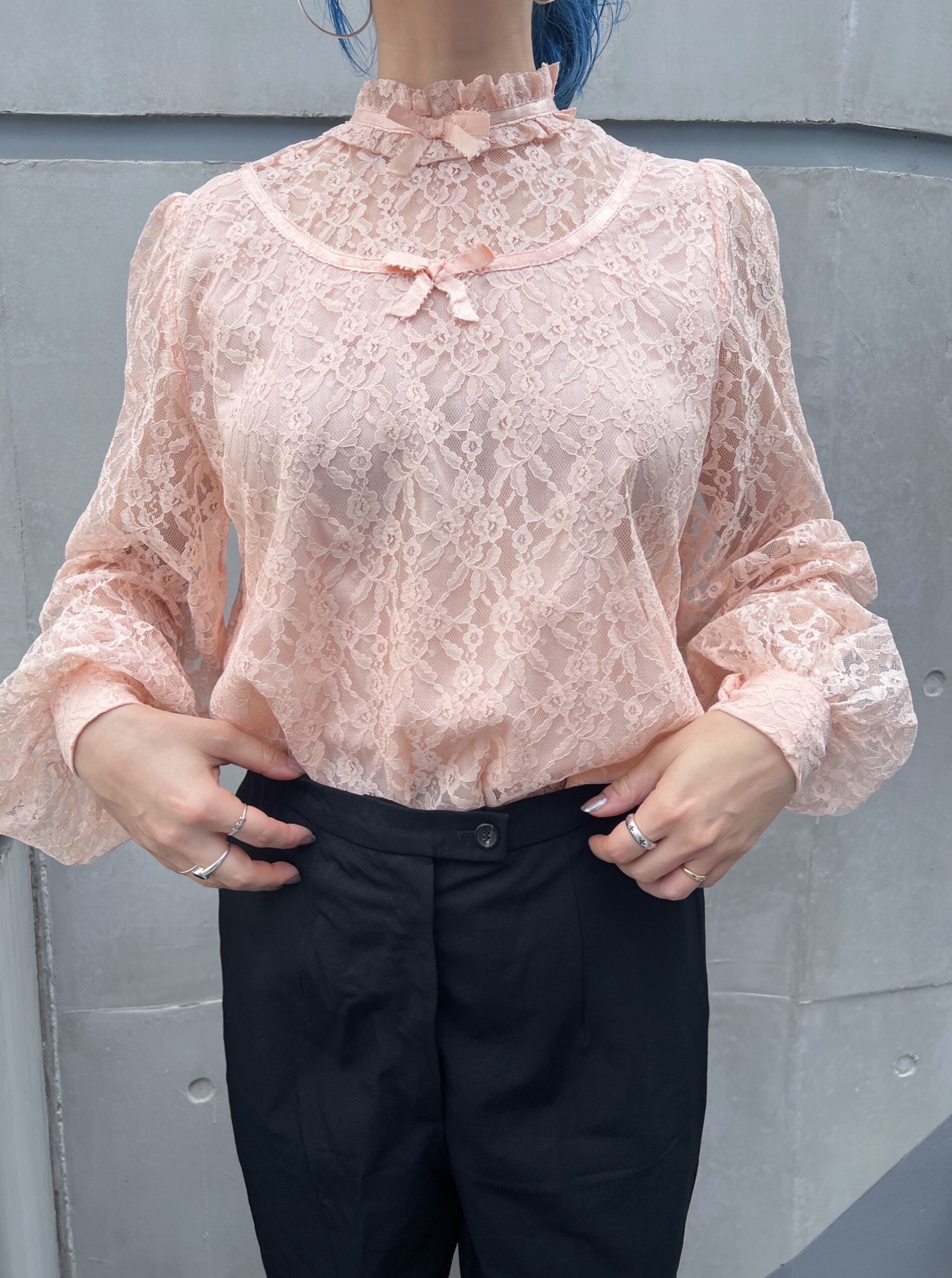 vintage pink lace blouse