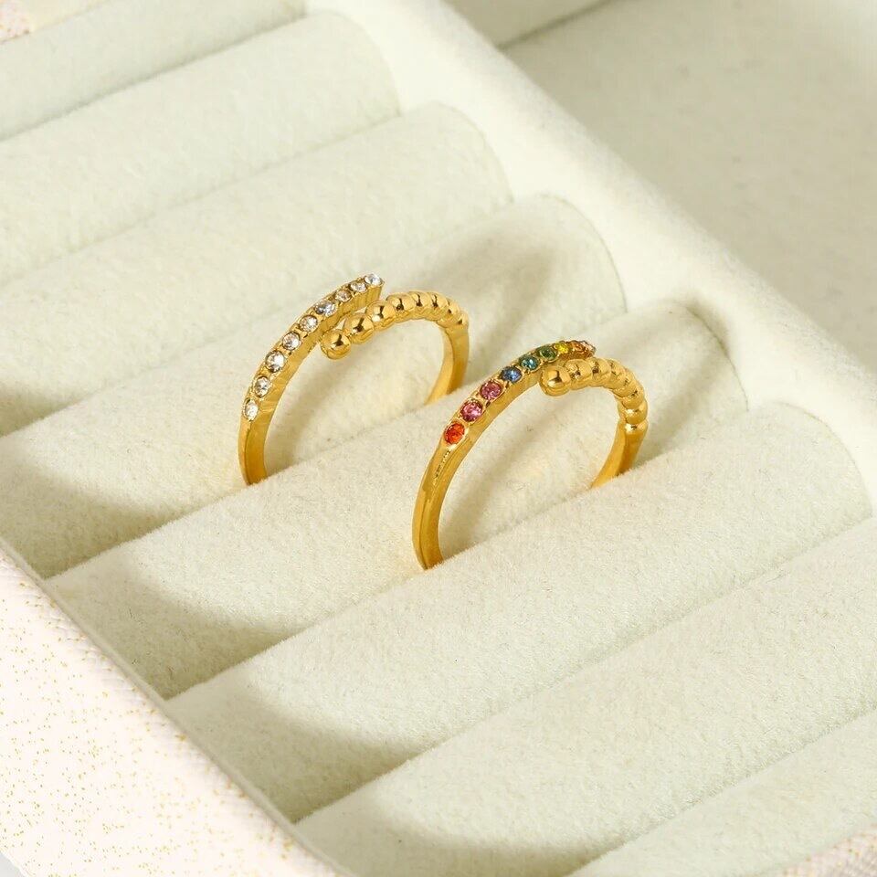 金アレ対応 キラキラストーン華奢リング(0469)