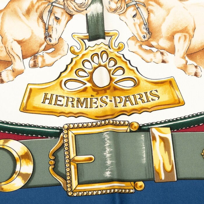 エルメス】シルクスカーフ カレ90 CHEVAUX DE TRAIT 輓馬 赤 HERMES