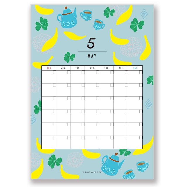 TRIP AND TEA 季節の壁掛けA4カレンダー
