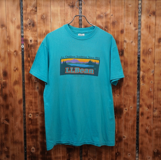 80s90s l.l.bean llbean エルエルビーン hanesタグ Tシャツ L/USA製 ターコイズ