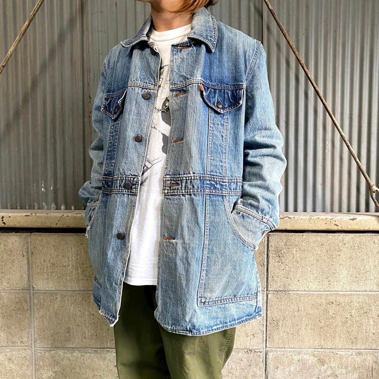 Crash 雰囲気系 70年代 Usa製 オレンジタブ リーバイス ブッシュジャケット メンズl 古着 Levi S デニムジャケット 70s ヴィンテージ ビンテージ デニムジャケット Ws21 Cave 古着屋 公式 古着通販サイト