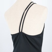 【美品 日本製 社交ダンス衣装】ブラック Chacott チャコット ワンピース ドレス 黒 無地 軽い 薄い ワンショルダー 発表会