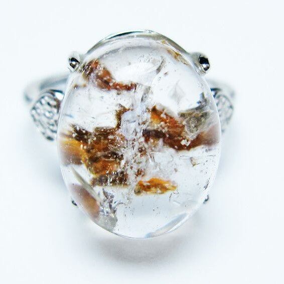 ガーデンクォーツ 指輪 ガーデン水晶 リング フリーサイズ 15号 一点物 メール便可 [M便 1/20] 115-6889