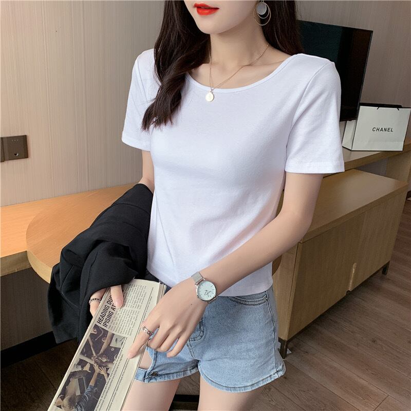 tops】シンプルデザイン合わせやすいバックパールチェーン