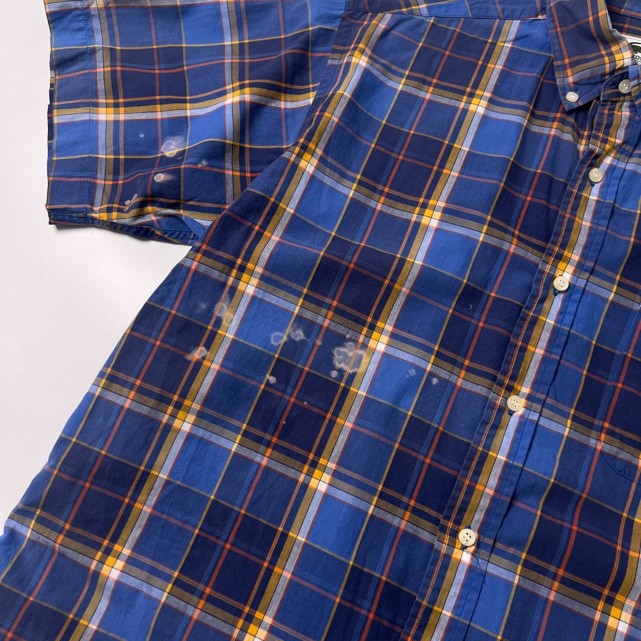 90s vintage LACOSTE ラコステ チェック柄 BD 半袖シャツ 3/ブルー 系/文字ワニ