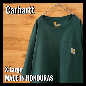 【Carhartt】ロゴ ポケットTシャツ ディープグリーン X-Large ビッグサイズ カーハート US古着 アメリカ古着