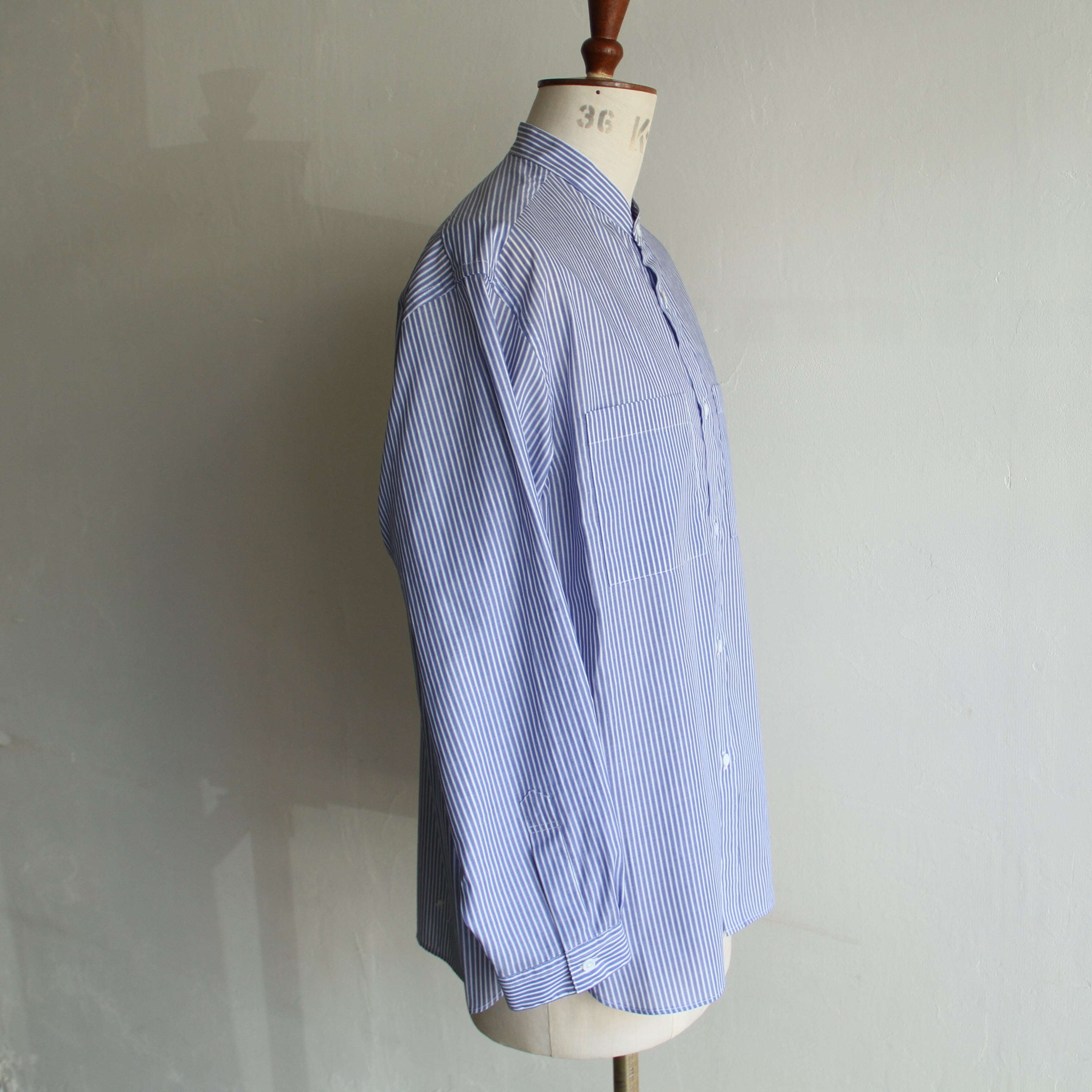 STILL BY HAND Cotton stripe band collar shirt | Terminal