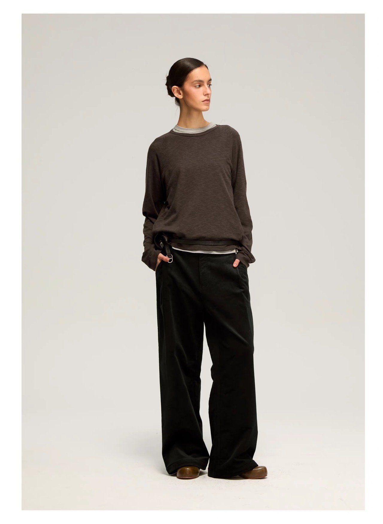 DECESOLO 26AW クリーンフィット バンブーテクスチャー ロングスリーブ