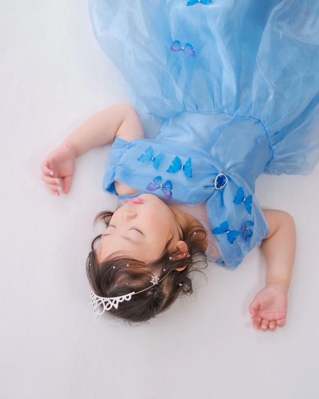 100-130【即納】プリンセスドレス ブルーバタフライ [プリンセスドレス シンデレラ ハロウィン 蝶]