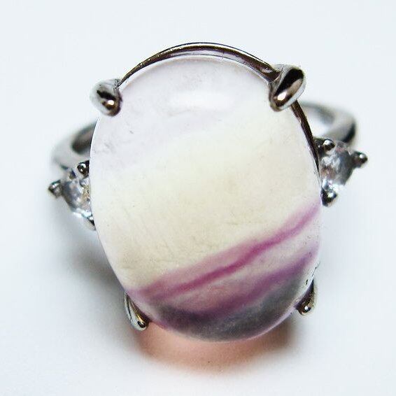 フローライト リング 蛍石 指輪 フリーサイズ 17号 一点物 メール便可 [M便 1/20] 115-7084